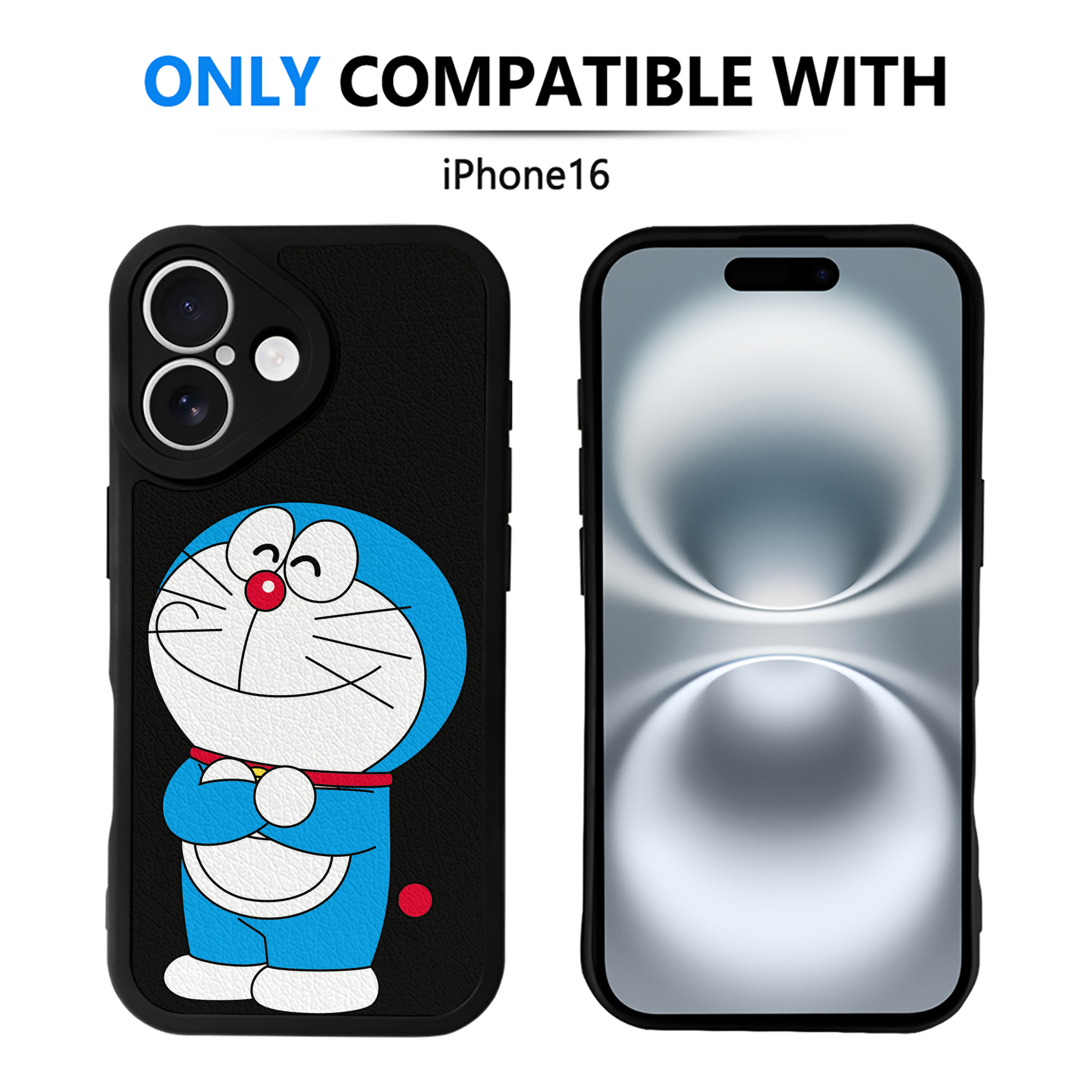 （画像用） ドラえもん Doraemon 【iPhone 16シリーズ対応】シリコンスマホケース（レザー調） 材質：シリコン